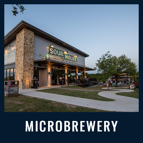 Exterior of the Beard Science microbrewery  and "MICROBREWERY" text underneath